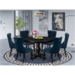 East West Furniture Ferris 7 Piece Round Dining Table Set in Black Finish