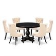 East West Furniture Ferris 7-Piece Dining Table Set in Black Finish