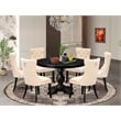 East West Furniture Ferris 7-Piece Dining Table Set in Black Finish