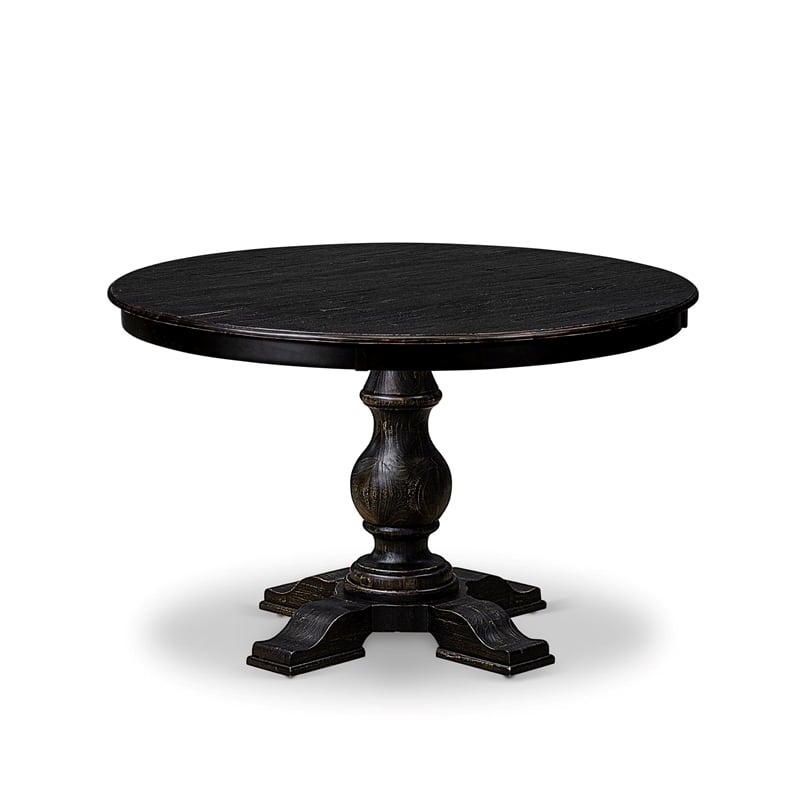 East West Furniture Ferris 7-Piece Dining Table Set in Black Finish