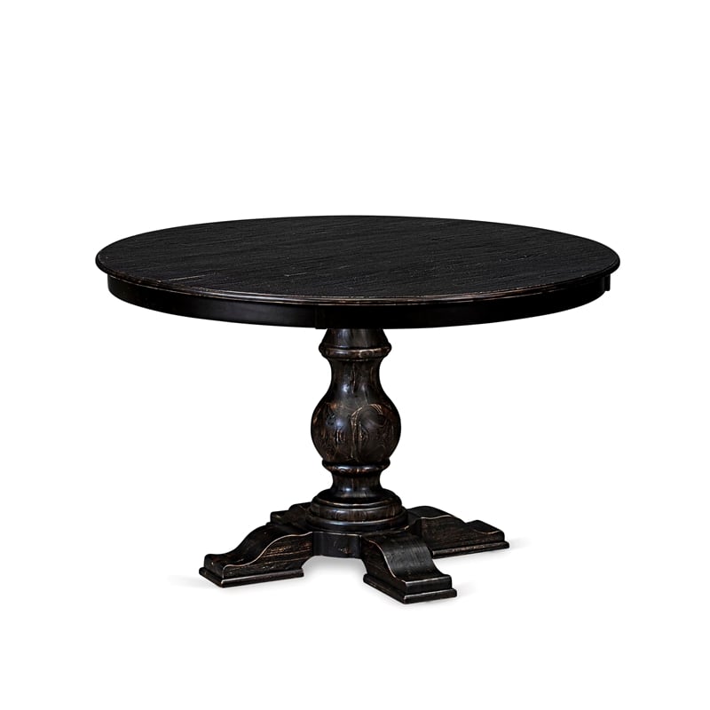 East West Furniture Ferris 7-Piece Dining Table Set in Black Finish