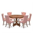 East West Furniture Ferris 7-Piece Modern Dining Table Set in Walnut Finish