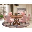 East West Furniture Ferris 7-Piece Modern Dining Table Set in Walnut Finish