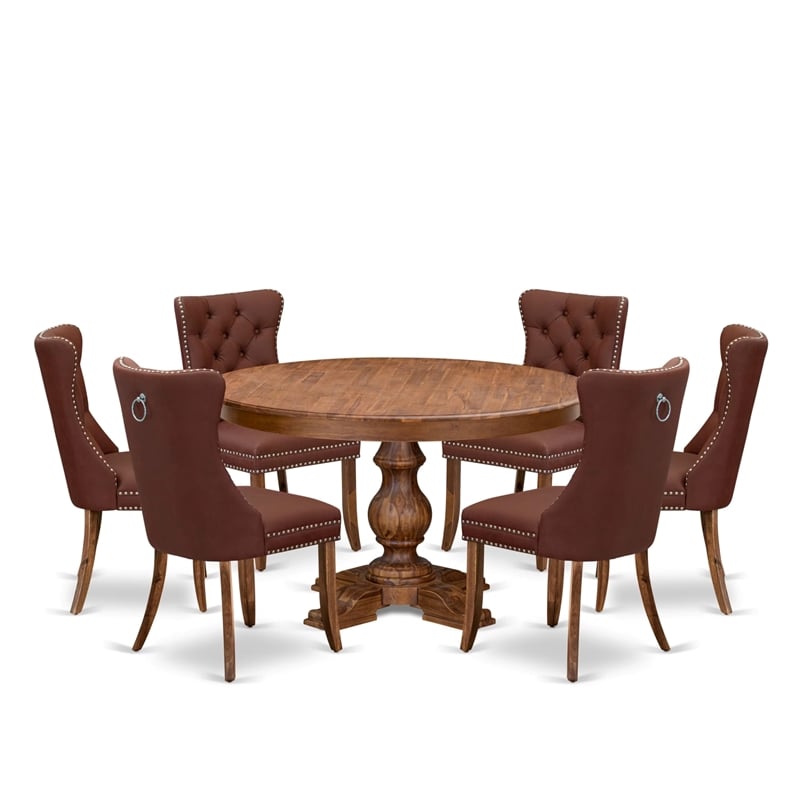 East West Furniture Ferris 7-Piece Kitchen Table Set in Walnut Finish