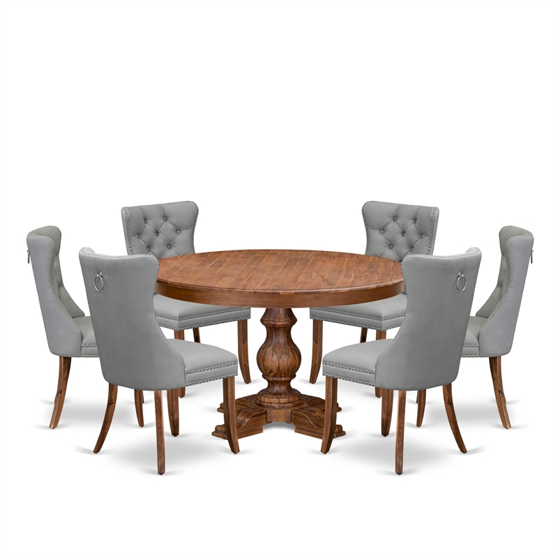 East West Furniture Ferris 7-Piece Kitchen Table Set in Walnut Finish