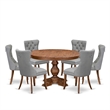 East West Furniture Ferris 7-Piece Kitchen Table Set in Walnut Finish