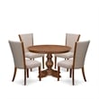 East West Furniture Ferris 5 Piece Round Kitchen Table Set in Walnut Finish