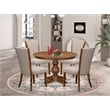 East West Furniture Ferris 5 Piece Round Kitchen Table Set in Walnut Finish