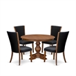 East West Furniture Ferris 5 Piece Round Kitchen Set in Walnut Finish