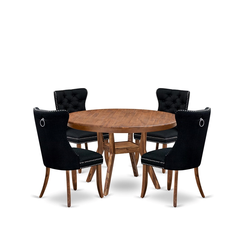 East West Furniture Ferris 5-Piece Dining Room Set in Walnut Finish