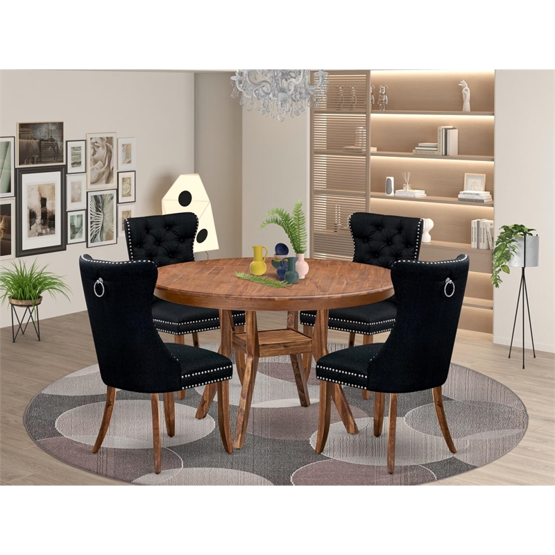East West Furniture Ferris 5-Piece Dining Room Set in Walnut Finish
