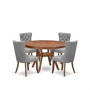 East West Furniture Ferris 5-Piece Modern Dining Set in Walnut Finish