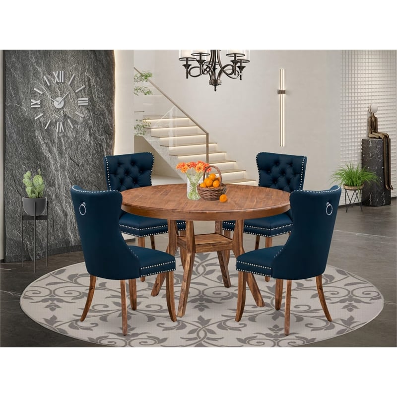 East West Furniture Ferris 5-Piece Dining Table Set in Walnut Finish