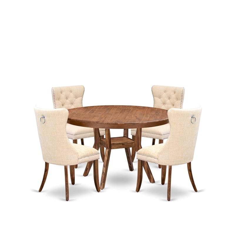 East West Furniture Ferris 5-Piece Kitchen Dining Set in Walnut Finish