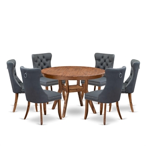 East West Furniture Ferris 7-Piece Mid-Century Dining Table Set in Walnut Finish