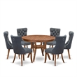 East West Furniture Ferris 7-Piece Mid-Century Dining Table Set in Walnut Finish