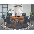 East West Furniture Ferris 7-Piece Mid-Century Dining Table Set in Walnut Finish