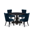 East West Furniture Irving 5 Piece Round Kitchen Set in Black Finish
