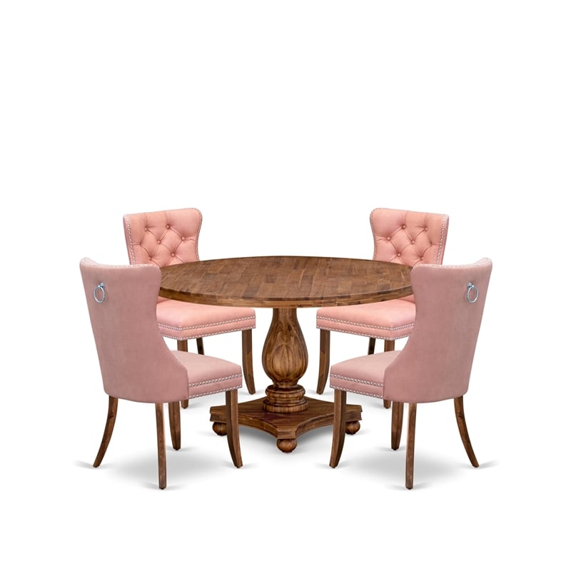 East West Furniture Irving 5-Piece Dining Table Set in Walnut Finish