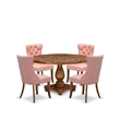 East West Furniture Irving 5-Piece Dining Table Set in Walnut Finish