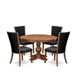 East West Furniture Ferris 5 Piece Round Kitchen Set in Walnut Finish