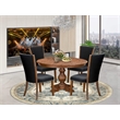 East West Furniture Ferris 5 Piece Round Kitchen Set in Walnut Finish