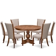 East West Furniture Ferris 7 Piece Round Kitchen Table Set in Walnut Finish