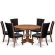 East West Furniture Ferris 7 Piece Round Kitchen Table Set in Walnut Finish