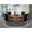 East West Furniture Ferris 7 Piece Round Kitchen Table Set in Walnut Finish
