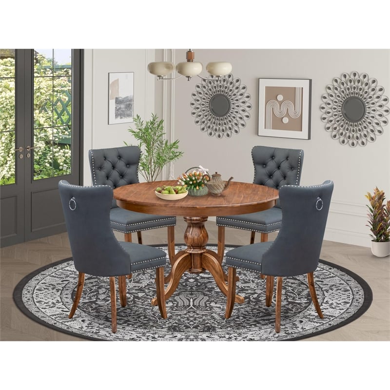 East West Furniture Ferris 5-Piece Kitchen Dining Set in Walnut Finish