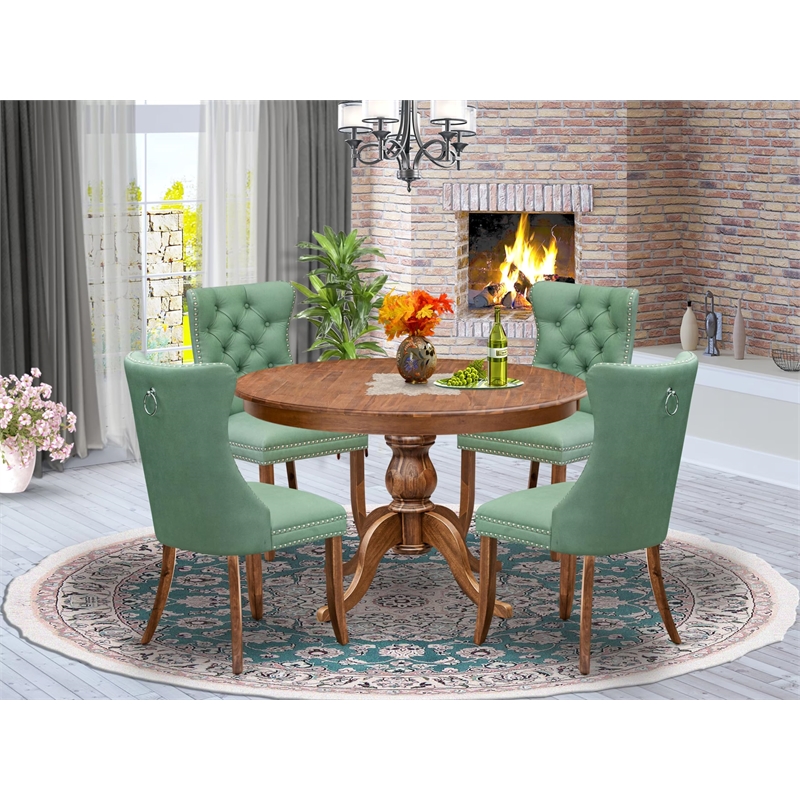 East West Furniture Ferris 5-Piece Dining Room Set in Walnut Finish