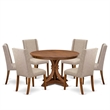 East West Furniture Ferris 7-Piece Dining Table Set in Walnut Finish