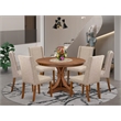 East West Furniture Ferris 7-Piece Dining Table Set in Walnut Finish
