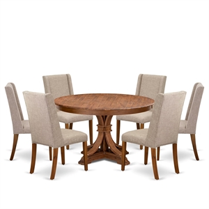 East West Furniture Ferris 7-Piece Modern Dining Table Set in Walnut Finish