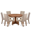 East West Furniture Ferris 7-Piece Modern Dining Table Set in Walnut Finish