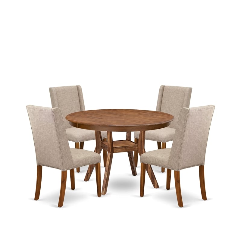 East West Furniture Ferris 5-Piece Kitchen Dining Set in Walnut Finish