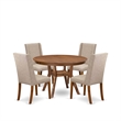 East West Furniture Ferris 5-Piece Kitchen Dining Set in Walnut Finish