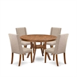 East West Furniture Ferris 5-Piece Dining Table Set in Walnut Finish