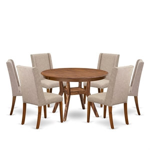 East West Furniture Ferris 7-Piece Dinner Table Set in Walnut Finish