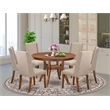 East West Furniture Ferris 7-Piece Dinner Table Set in Walnut Finish