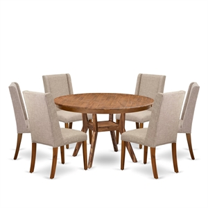 East West Furniture Ferris 7-Piece Dinner Table Set in Walnut Finish