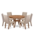 East West Furniture Ferris 7-Piece Dinner Table Set in Walnut Finish