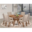 East West Furniture Ferris 7-Piece Dinner Table Set in Walnut Finish