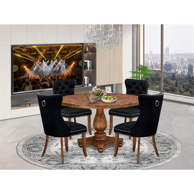 East West Furniture Irving 5-Piece Modern Dining Set in Walnut Finish