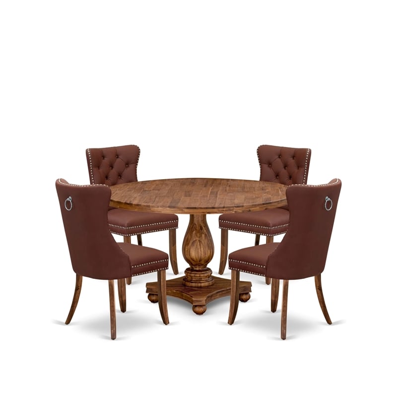 East West Furniture Irving 5-Piece Dining Table Set in Walnut Finish