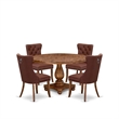East West Furniture Irving 5-Piece Dining Table Set in Walnut Finish