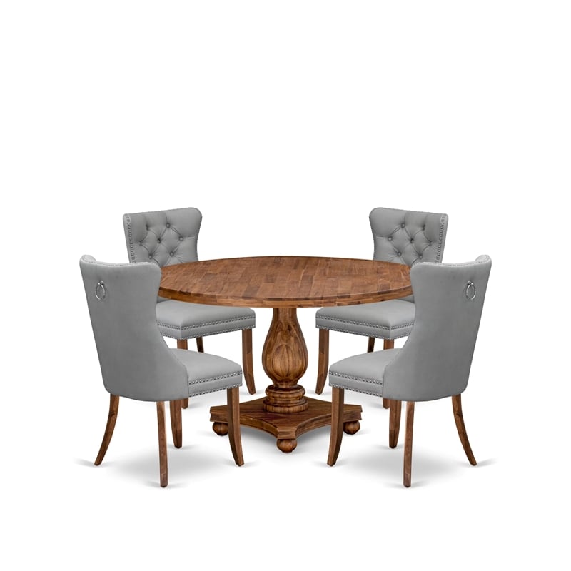 East West Furniture Irving 5-Piece Dining Table Set in Walnut Finish