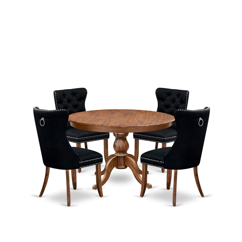 East West Furniture Ferris 5-Piece Mid Century Kitchen Set in Walnut Finish