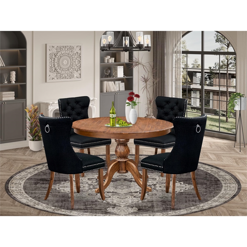 East West Furniture Ferris 5-Piece Mid Century Kitchen Set in Walnut Finish