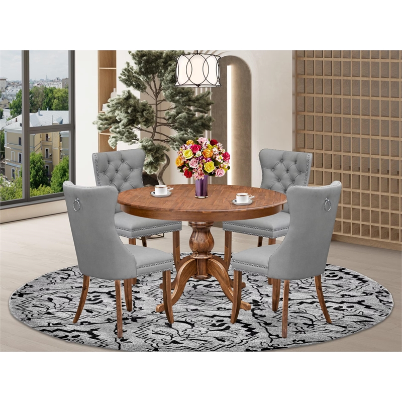 East West Furniture Ferris 5-Piece Mid Century Dining Set in Walnut Finish